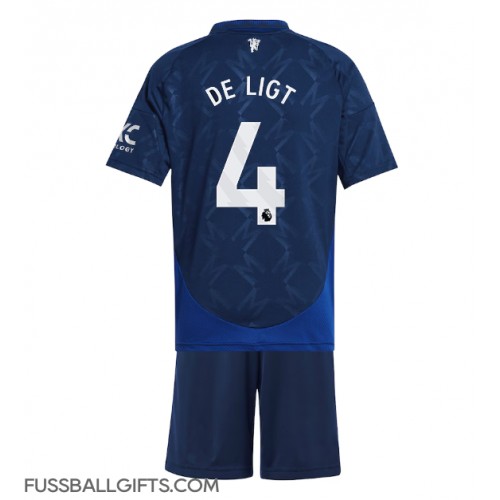 Manchester United Matthijs de Ligt #4 Fußballbekleidung Auswärtstrikot Kinder 2024-25 Kurzarm (+ kurze hosen)